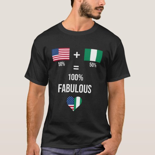 Nigeria USA Shirt Fabulous Flags Half Nigeriaanse  (Voorkant)