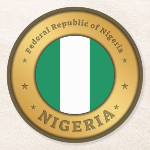 Nigeria Vlag Badge Ronde Kartonnen Onderzetter