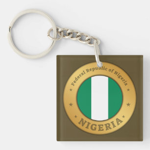 Nigeria Vlag Badge Sleutelhanger