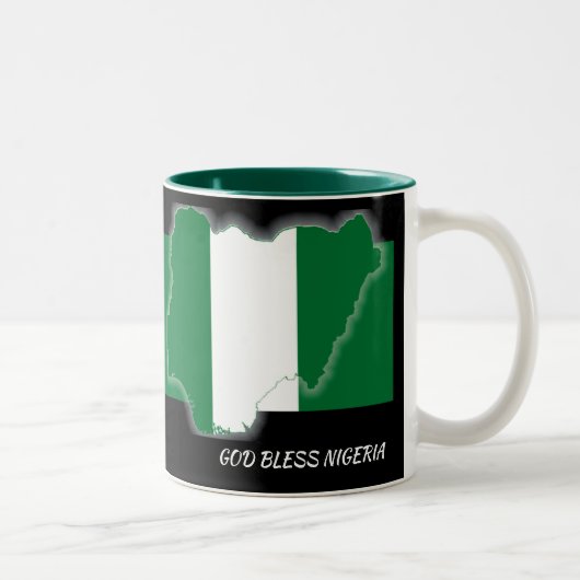 NIGERIA VLAG KAART Schrift Gepersonaliseerd Tweekleurige Koffiemok (Rechts)