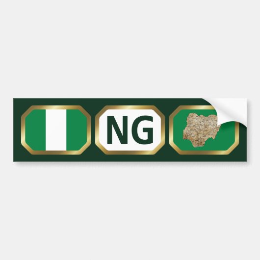Nigeria Vlag Landkaart Code Bumpersticker (Voorkant)