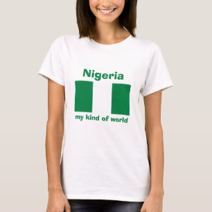 Nigeria Vlag + Landkaart + Tekst T-shirt