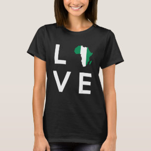 Nigeria Vlag Liefde Afrika Continent Silhouet voor T-shirt