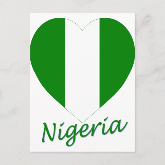 Nigeria Vlaggenhart Briefkaart (Voorkant)