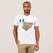 Nigeria Vlaggenhart en -kaart T-Shirt (Voorkant volledig)