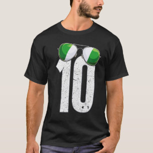 Nigeria Voetballer Nummer 10 Nigeriaanse vlag T-shirt