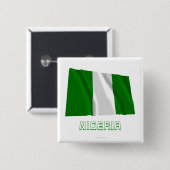 Nigeria Wavevlag met naam Vierkante Button 5,1 Cm (Voorkant /achterkant)