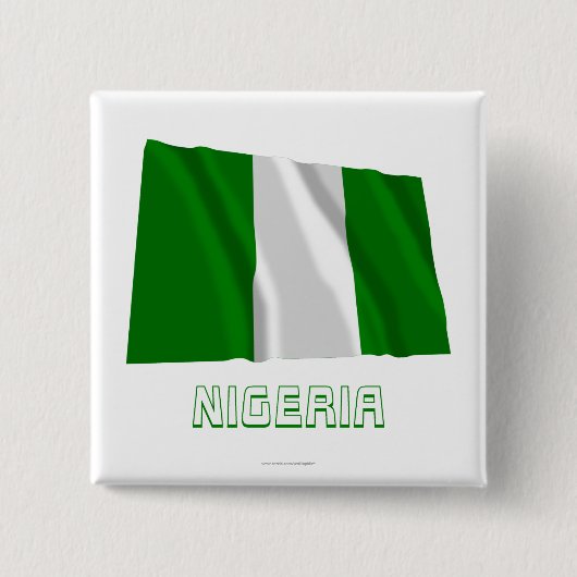 Nigeria Wavevlag met naam Vierkante Button 5,1 Cm (Voorkant)