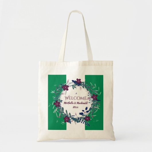 NIGERIA WEDDING WELCOME Floral Tote Bag (Voorkant)