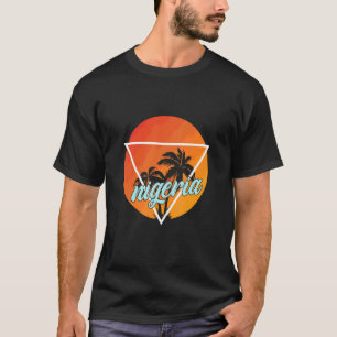 Nigeria Zon gevormde driehoek met palmen T-shirt