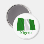 Nigeria zwaaien vlag met naam magneet (Voorkant / Achterkant)