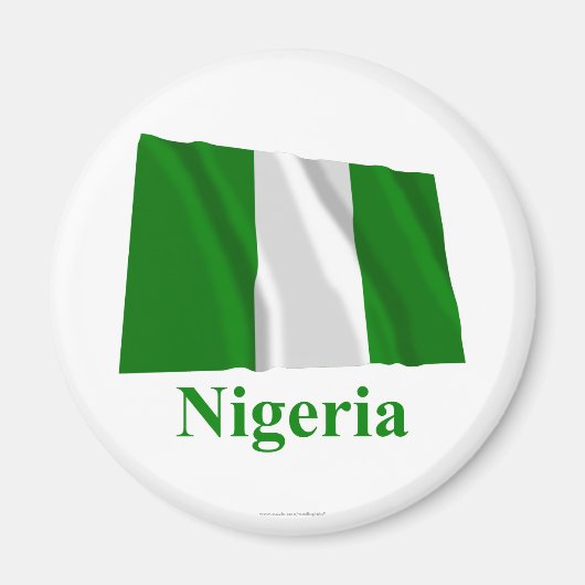 Nigeria zwaaien vlag met naam magneet (Voorkant)