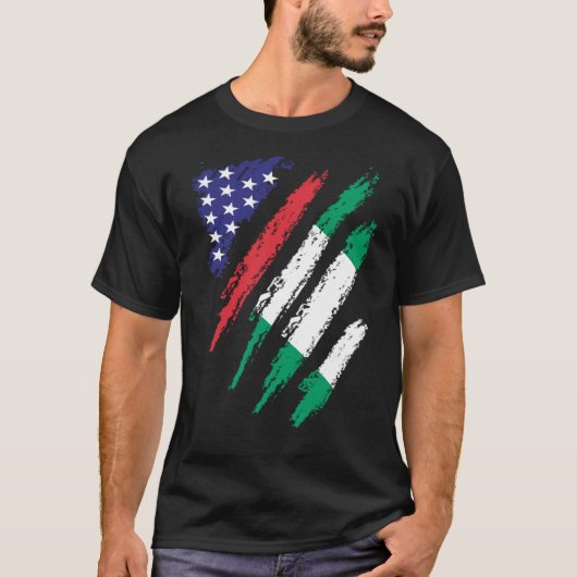 Nigeriaans Amerikaans Groen Vlag Verenigde Staten  T-shirt (Voorkant)