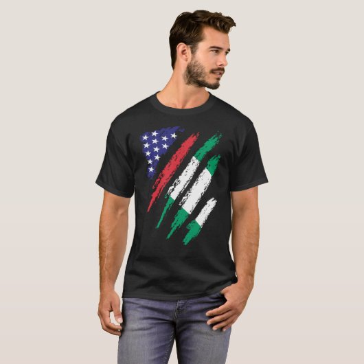 Nigeriaans Amerikaans Groen Vlag Verenigde Staten  T-shirt (Voorkant volledig)