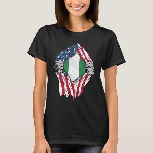 Nigeriaans bloed in Nigeria vlag T-shirt (Voorkant)