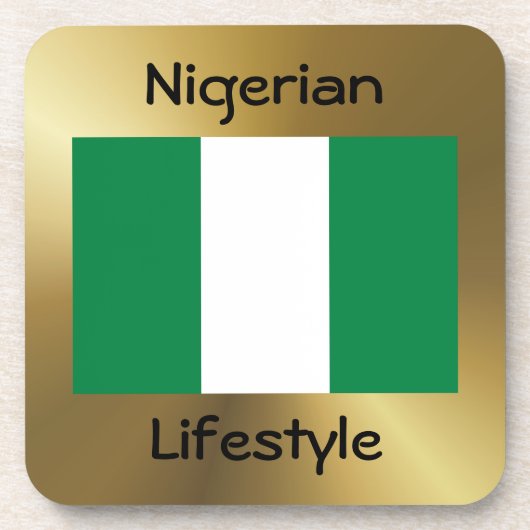 Nigeriaans Onderzetter met vlag en tekst (Voorkant)