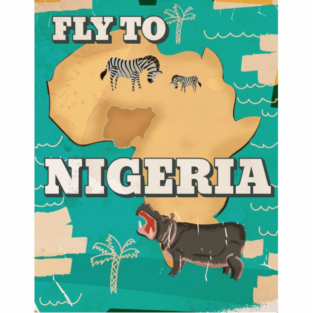 Nigeriaans poster voor Vintage-reizen Fotobeeldje Magneet (Voorkant)