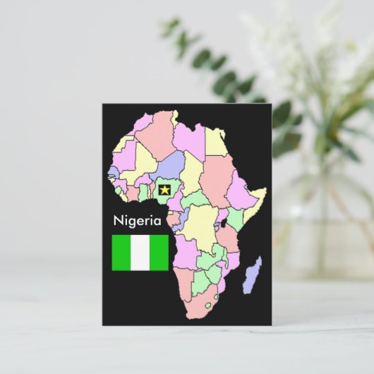 Nigeriaanse Afrika-kaart Briefkaart (Staand voorkant)