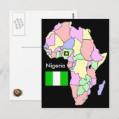 Nigeriaanse Afrika-kaart Briefkaart (Voorkant / Achterkant)