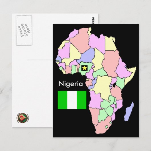 Nigeriaanse Afrika-kaart Briefkaart (Voorkant / Achterkant)