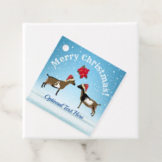 Nigeriaanse Dwarf Dairy Goat Kerstmis in de sneeuw Bedankjes Labels (In situ)