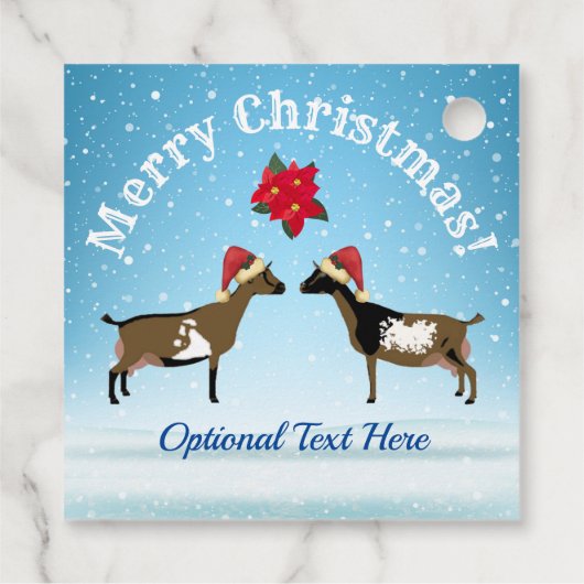 Nigeriaanse Dwarf Dairy Goat Kerstmis in de sneeuw Bedankjes Labels (Achterkant)