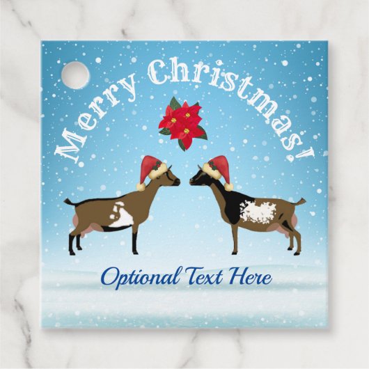 Nigeriaanse Dwarf Dairy Goat Kerstmis in de sneeuw Bedankjes Labels (Voorkant)