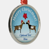 Nigeriaanse Dwarf Dairy Goat Kerstmis in de sneeuw Metalen Ornament (Rechts)
