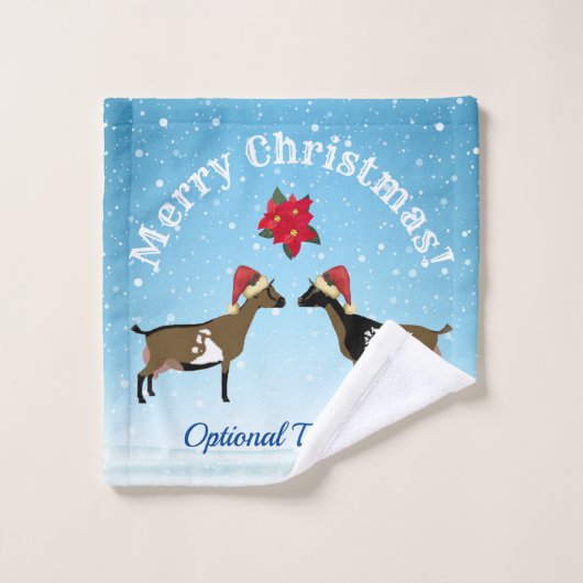 Nigeriaanse Dwarf Dairy Goat Kerstmis in de sneeuw Washandje (Wasdoekje)