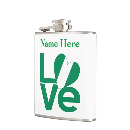 Nigeriaanse Groene LIEFDE Hart Vlag Gepersonalisee Heupfles (Links)