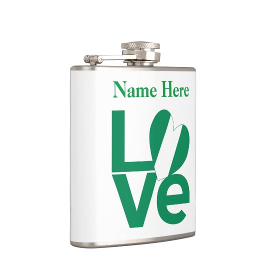 Nigeriaanse Groene LIEFDE Hart Vlag Gepersonalisee Heupfles (Rechts)