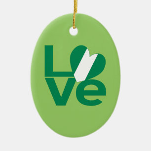 Nigeriaanse Groene LIEFDE Hart Vlag  Keramisch Ornament