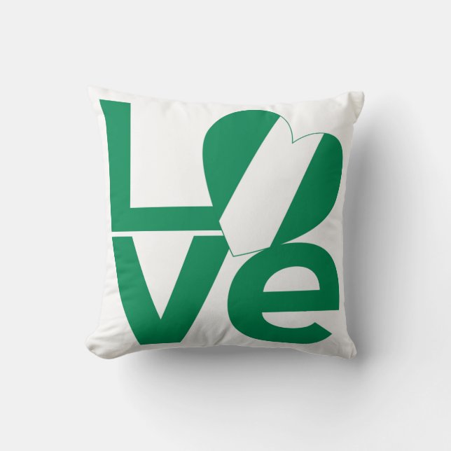 Nigeriaanse Groene LIEFDE Hart Vlag  Kussen (Voorkant)