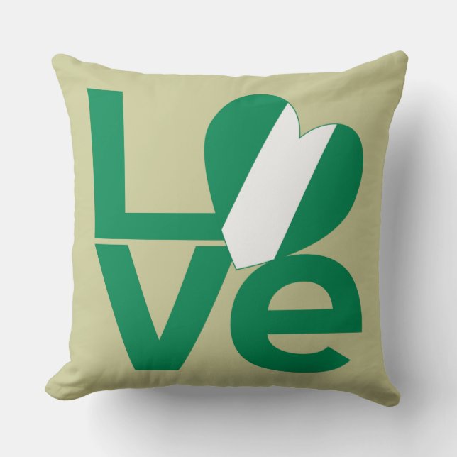 Nigeriaanse Groene LIEFDE Hart Vlag  Kussen (Voorkant)