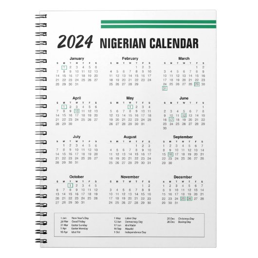 Nigeriaanse kalender 2024 notitieboek (Voorkant)