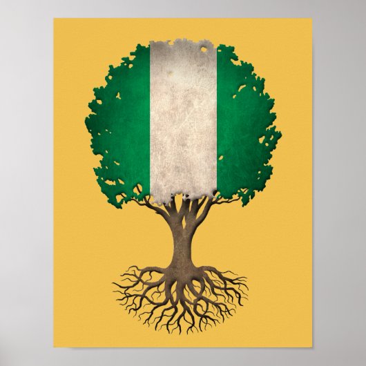 Nigeriaanse vlag -  boom van leven poster (Voorkant)