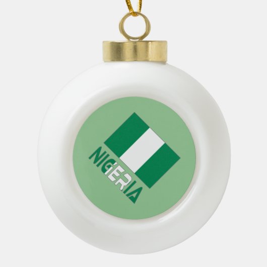 Nigeriaanse vlag en Nigeria Keramische Bal Ornament (Voorkant)