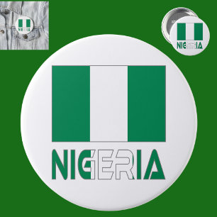 Nigeriaanse vlag en Nigeria Ronde Button 7,6 Cm