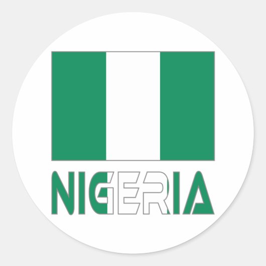 Nigeriaanse vlag en Nigeria Ronde Sticker (Voorkant)