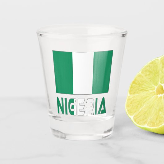 Nigeriaanse vlag en Nigeria Shot Glas (Voorkant)