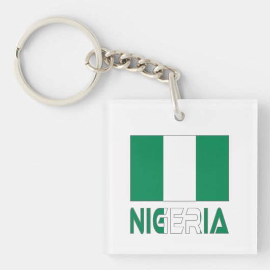Nigeriaanse vlag en Nigeria Sleutelhanger (Voorkant)