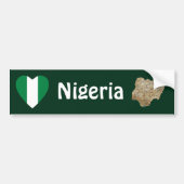 Nigeriaanse vlag Heart + Map Bumpersticker (Voorkant)