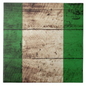 Nigeriaanse vlag op oude houten korrel tegeltje (Voorkant)