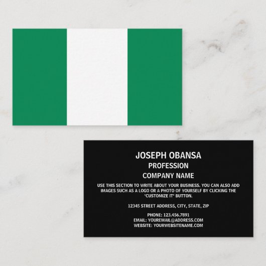 Nigeriaanse vlag, vlag van Nigeria Visitekaartje (Voorkant / Achterkant)