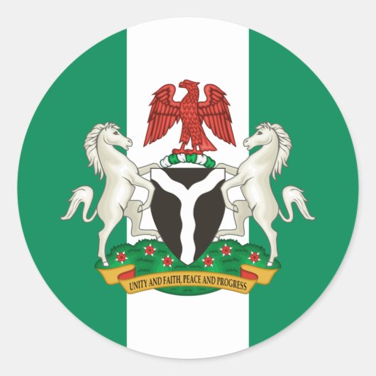 Nigeriaanse Vlag & Wapen, Vlag van Nigeria Ronde Sticker (Voorkant)
