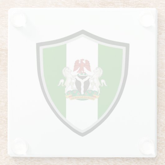 Nigeriaanse wapenschild glazen onderzetter (Achterkant)