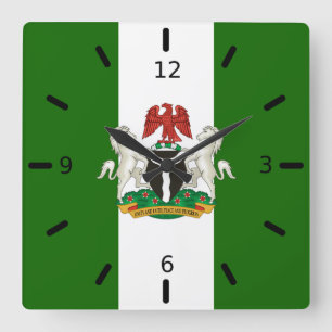 Nigeriaanse wapenschild vierkante klok
