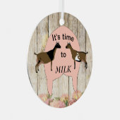 Nigerian Dwarf Dairy Goat - Melktijd Metalen Ornament (Voorkant Rechts)