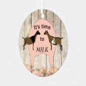 Nigerian Dwarf Dairy Goat - Melktijd Metalen Ornament (Voorkant links)