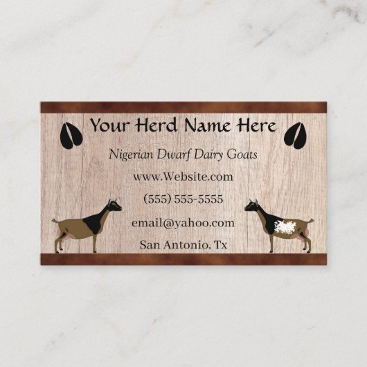 Nigerian Dwarf Dairy Goat Visitekaartje (Voorkant)